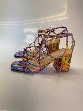 Jessica Simpson Womens Ozias Colorful Strappy Lace Heel Sandal Sz 12